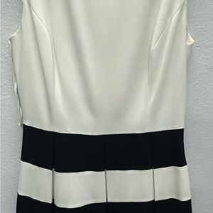 Nine West Ivory and black Sleeveless Fit and Flare Midi Dress